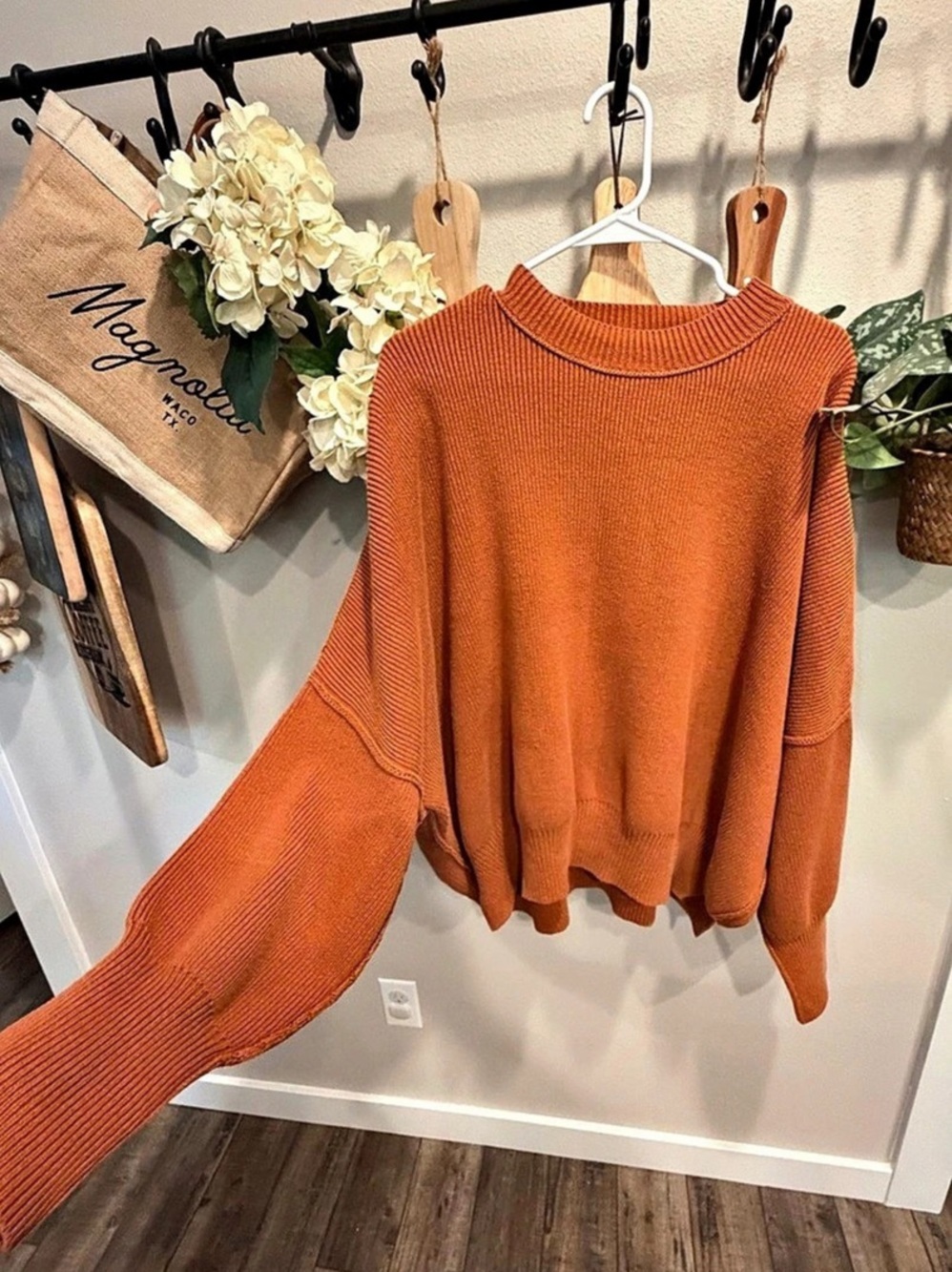 Free People easy street Slouchy Tunic Orange Crewneck Sweater